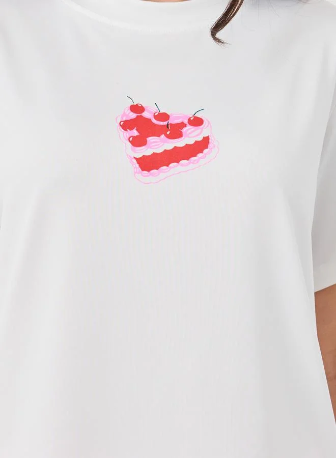 Take Two Take Two Cake Printed Short Sleeve T-Shirt and Pyjama Set