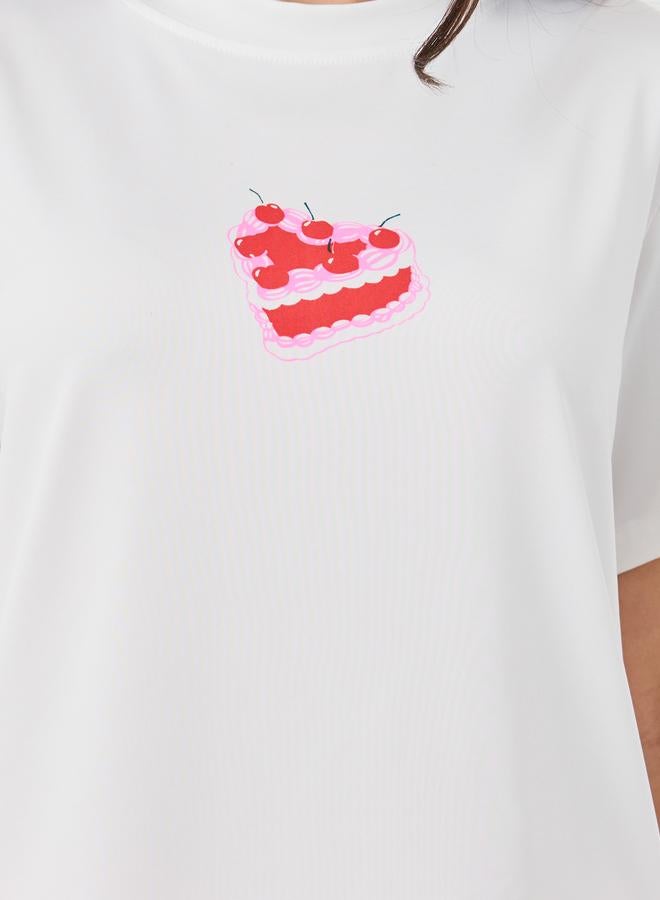 Take Two Cake Printed Short Sleeve T-Shirt and Pyjama Set - Image 3