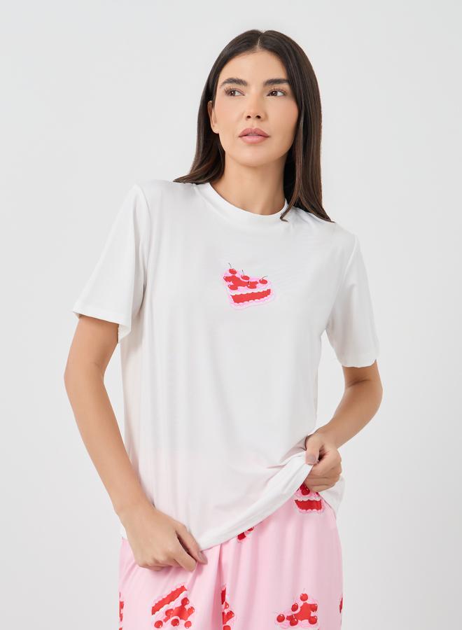 Take Two Cake Printed Short Sleeve T-Shirt and Pyjama Set - Image 2