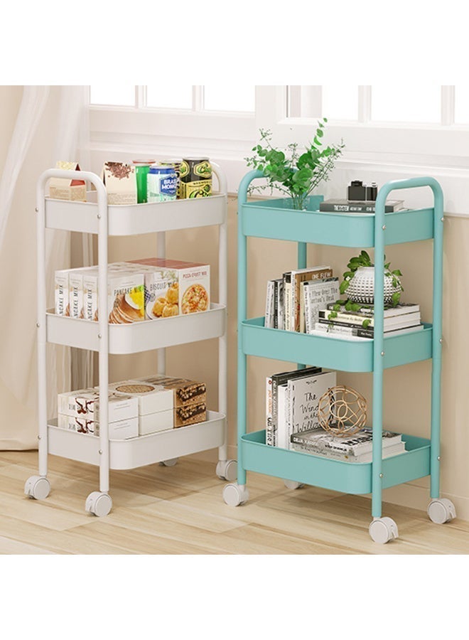 Kawkab Thickened carbon steel 3-layer multi-functional storage trolley with 4 swivel casters, suitable for use in multiple scenarios such as kitchens, offices, bathrooms, and bedrooms. Features a stylish modern design, measuring 78x45x35cm, this white storage trolley is high-quality, heavy-duty, and space-saving. - Image 5