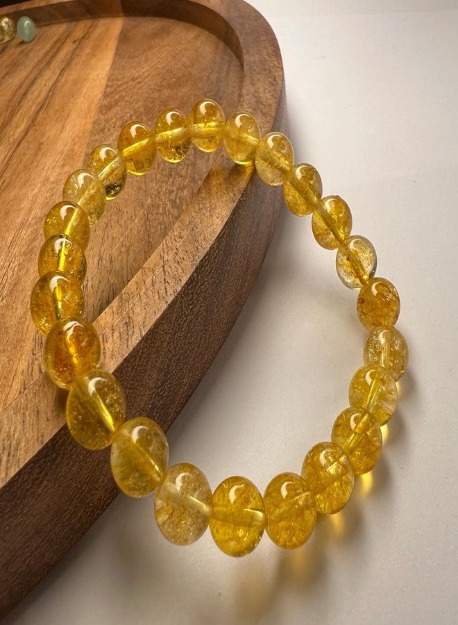 SMIZE Natural Citrine Bracelet 10mm Beads for Men & Women | Unisex Healing Crystal Jewelry | Prosperity & Positivity Gemstone Bracelet | Elastic Handmade Energy Stone Accessory - Image 2