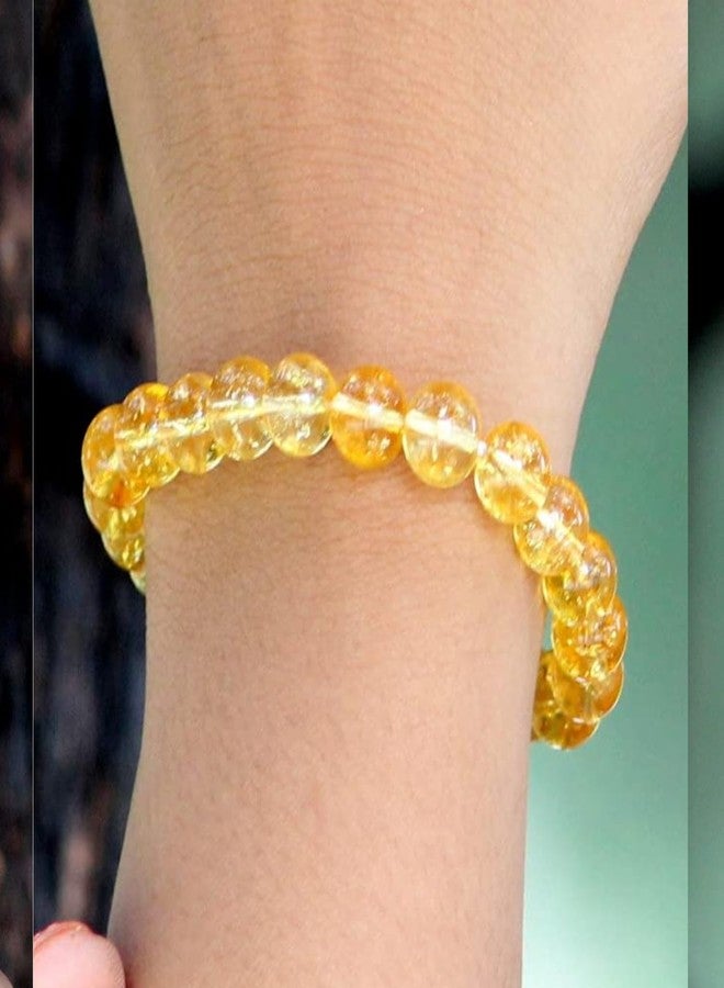 SMIZE Natural Citrine Bracelet 10mm Beads for Men & Women | Unisex Healing Crystal Jewelry | Prosperity & Positivity Gemstone Bracelet | Elastic Handmade Energy Stone Accessory - Image 3