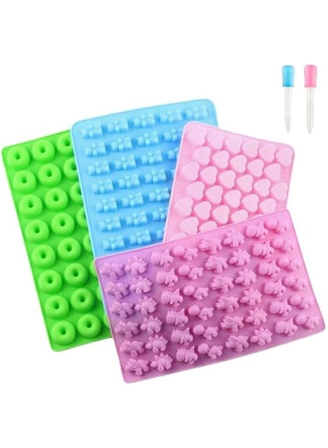 بيوينتي ناشريو قوالب حلوى سيليكون على شكل دب جامي بير من 4 قطع، بما في ذلك شكل دب ودونات صغيرة، قوالب حلوى سيليكون غير لاصقة مع قطارتين للجيلي والحلوى والشوكولاتة - Image 1