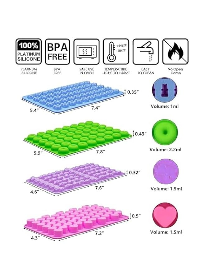 بيوينتي ناشريو قوالب حلوى سيليكون على شكل دب جامي بير من 4 قطع، بما في ذلك شكل دب ودونات صغيرة، قوالب حلوى سيليكون غير لاصقة مع قطارتين للجيلي والحلوى والشوكولاتة - Image 3