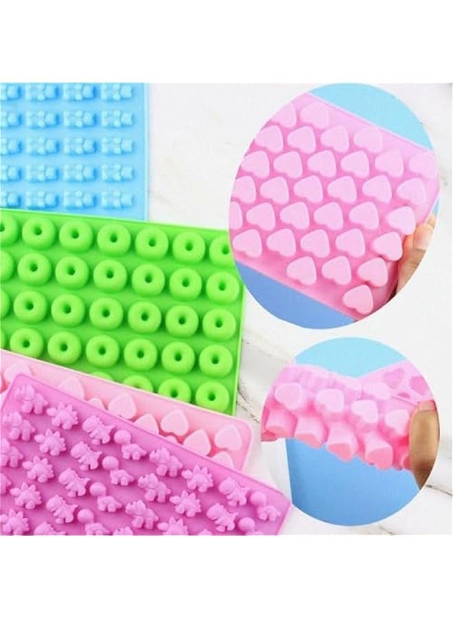 بيوينتي ناشريو قوالب حلوى سيليكون على شكل دب جامي بير من 4 قطع، بما في ذلك شكل دب ودونات صغيرة، قوالب حلوى سيليكون غير لاصقة مع قطارتين للجيلي والحلوى والشوكولاتة - Image 4