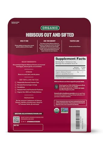 FGO Organic Hibiscus Flowers, Cut and Sifted, 16oz Bulk Resealable Bag, Packaging May Vary (Pack of 1) - Image 2