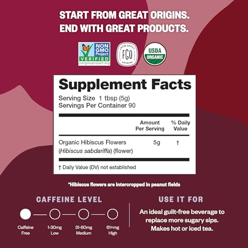 FGO Organic Hibiscus Flowers, Cut and Sifted, 16oz Bulk Resealable Bag, Packaging May Vary (Pack of 1) - Image 3