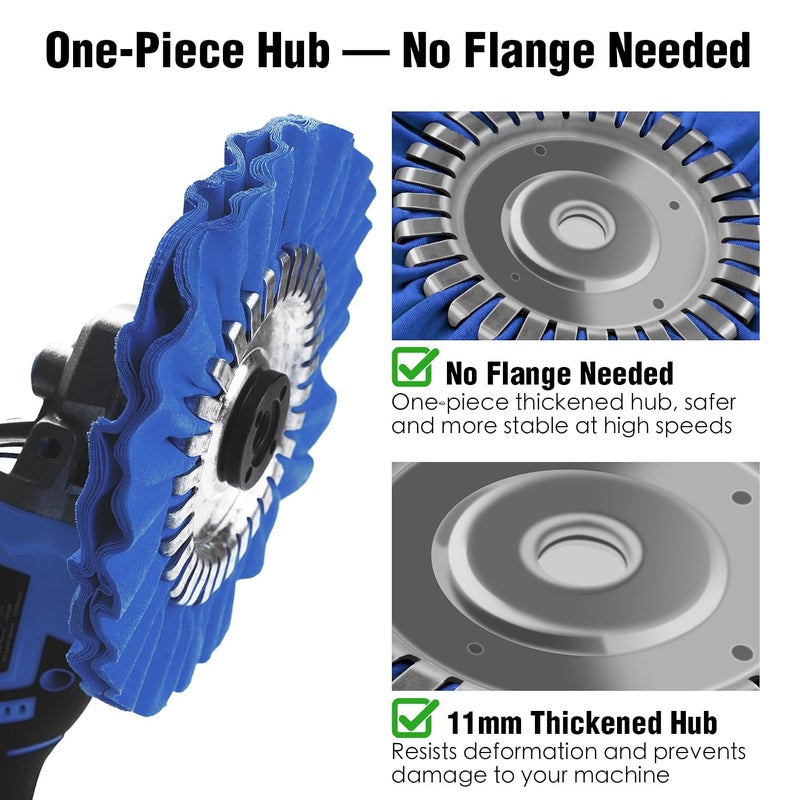 Long use oriented quality 2PCS 8" Airway Buffing Wheel with 5/8" Arbor Flange-Free Hub，Blue Buffing Wheels for Angle Grinder, Heavy Cutting Metal Polishing Wheel for Aluminum Wheels Stainless Steel Metal Surface Prep Fault optimized construction - Image 4