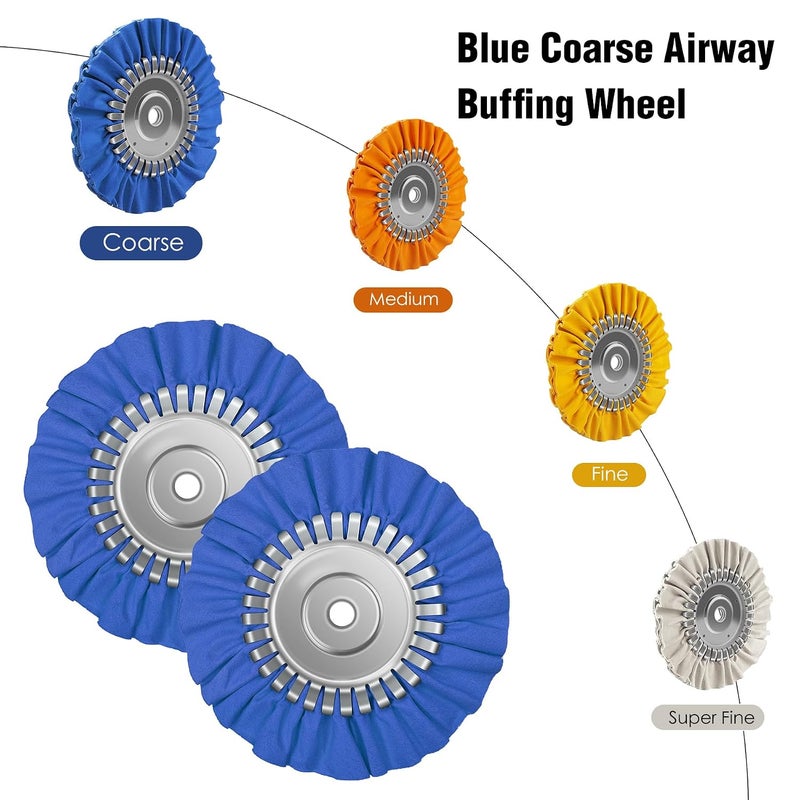 Long use oriented quality 2PCS 8" Airway Buffing Wheel with 5/8" Arbor Flange-Free Hub，Blue Buffing Wheels for Angle Grinder, Heavy Cutting Metal Polishing Wheel for Aluminum Wheels Stainless Steel Metal Surface Prep Fault optimized construction - Image 3