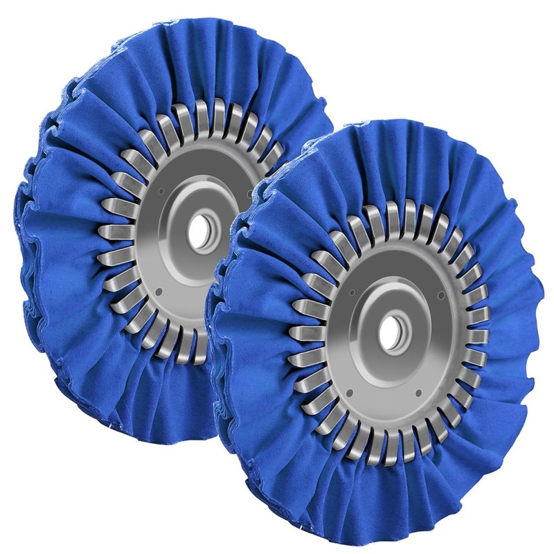 Long use oriented quality 2PCS 8" Airway Buffing Wheel with 5/8" Arbor Flange-Free Hub，Blue Buffing Wheels for Angle Grinder, Heavy Cutting Metal Polishing Wheel for Aluminum Wheels Stainless Steel Metal Surface Prep Fault optimized construction - Image 1