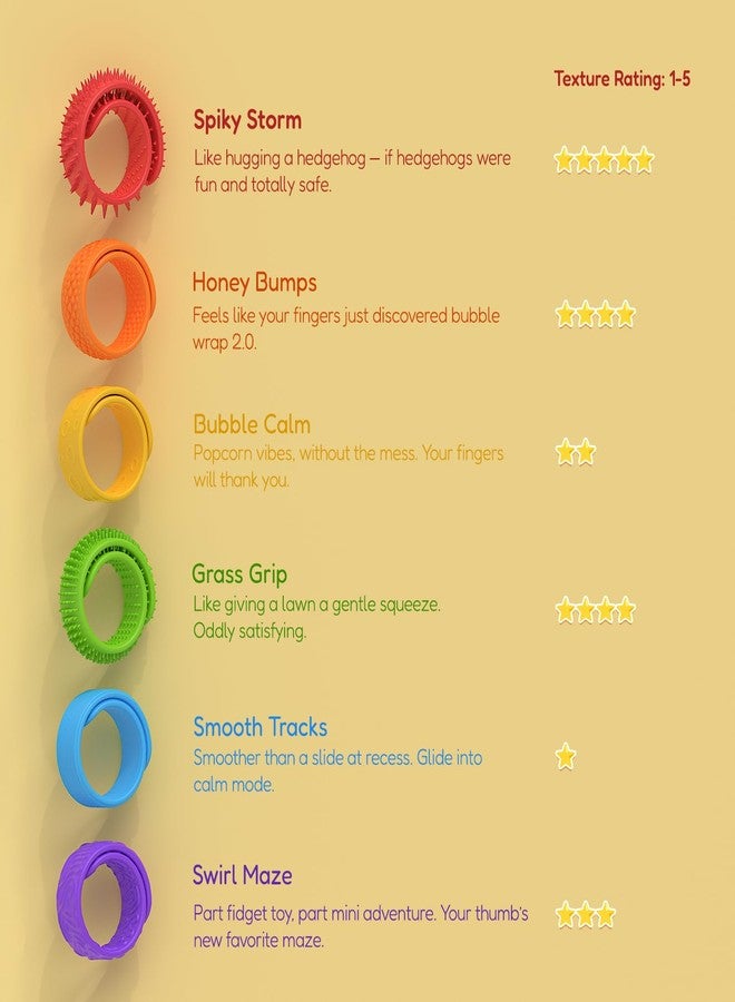 Apiocmy 6Pcs Fidget Toys Slap Bracelets, Textured Silicone Sensory Toys for Kids, Autism Calming Sensory Toy, Wearable Stress Fidgets for Adults Office Desk, Travel, Special Needs, Classroom Must Haves - Image 2