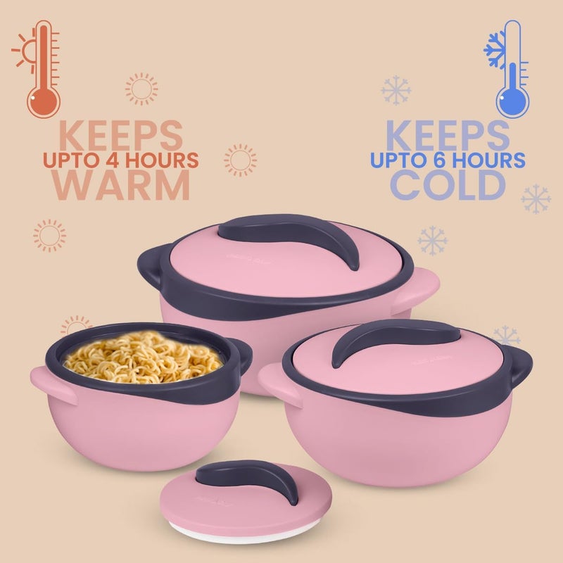 PINNACLE طبق كاسرول معزول مع غطاء مجموعة 3 قطع 26151 كيو تي حافظة طعام ساخن وبارد وعاء شوربة وسلطة من الفولاذ المقاوم للصدأ أفضل مجموعة هدايا للأمهات في العطلات - Image 4