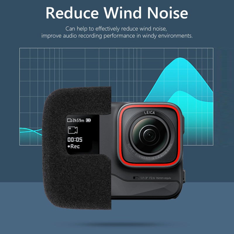 HSU Windslayer Cover for Insta360 Ace Pro Action Camera, Windslayer Cover Housing Frame Case, Video Noise Reduction Accessory (2 Pack) - Image 3