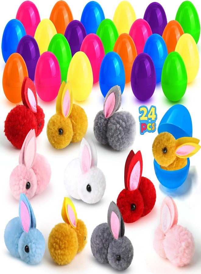 LEASEN 24 Pack Easter Egg Fillers with Plush Bunny Toys Inside, Easter Eggs Filled with Plush Toys Inside, Mini Bunny Stuffed for Easter Hunt, Easter Party Favor, Basket Stuffers Fillers - Image 1