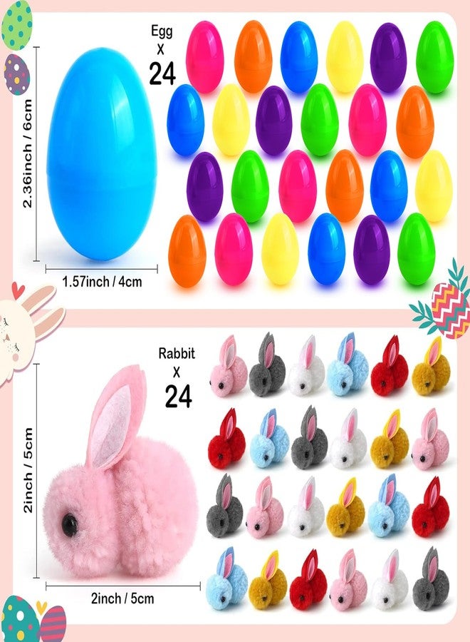 LEASEN 24 Pack Easter Egg Fillers with Plush Bunny Toys Inside, Easter Eggs Filled with Plush Toys Inside, Mini Bunny Stuffed for Easter Hunt, Easter Party Favor, Basket Stuffers Fillers - Image 2