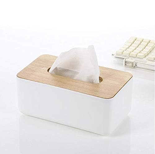 MAX HOME� 1pc Square Shape Wooden Cover Plastic Tissue Box Holder | Paper Napkin Holder Case | Tissue Holder Dispenser Organizer for Car Decor Home Room Hotel - Image 3