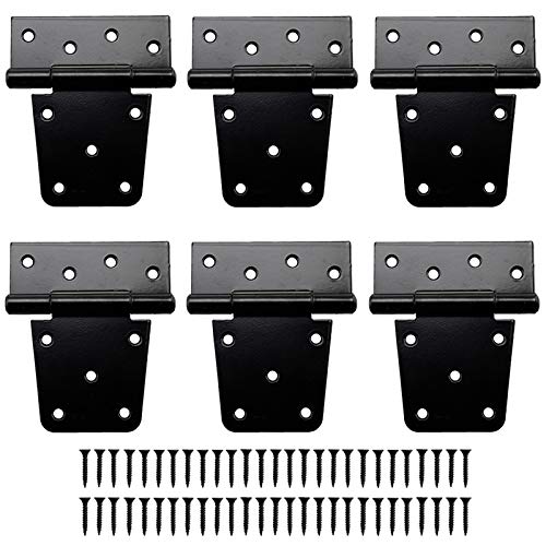 Yaegoo 3.5-Inch Shed Hinges Square Barn Door Heavy Duty Gate Hinges, Black (6 Pack, Screws Included) - Image 1