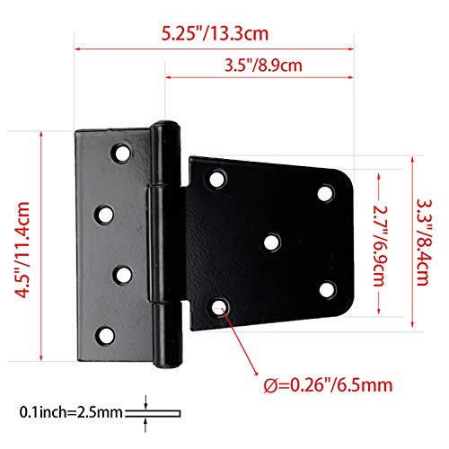 Yaegoo 3.5-Inch Shed Hinges Square Barn Door Heavy Duty Gate Hinges, Black (6 Pack, Screws Included) - Image 2