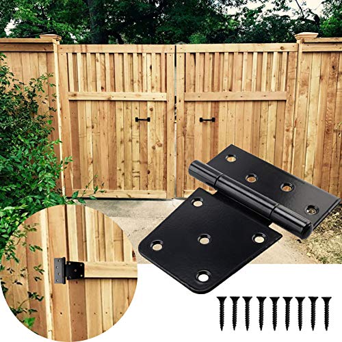 Yaegoo 3.5-Inch Shed Hinges Square Barn Door Heavy Duty Gate Hinges, Black (6 Pack, Screws Included) - Image 3