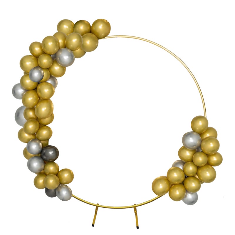 Harfirbe Round Backdrop Stand Circle Arch, 6.5ft Golden Metal Balloon Arch Kit for Party Decoration Wedding Arch Flower Ring Stand - Image 1