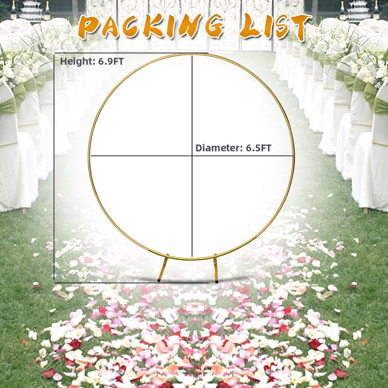 Harfirbe Round Backdrop Stand Circle Arch, 6.5ft Golden Metal Balloon Arch Kit for Party Decoration Wedding Arch Flower Ring Stand - Image 2