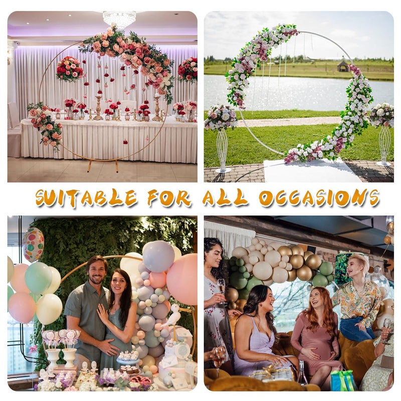 Harfirbe Round Backdrop Stand Circle Arch, 6.5ft Golden Metal Balloon Arch Kit for Party Decoration Wedding Arch Flower Ring Stand - Image 5