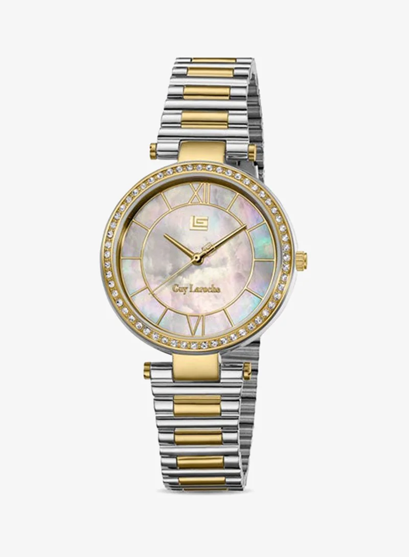 غاي لاروش Violette White Dial Stainless Steel Bracelet Analog Watch for Women, 34mm
