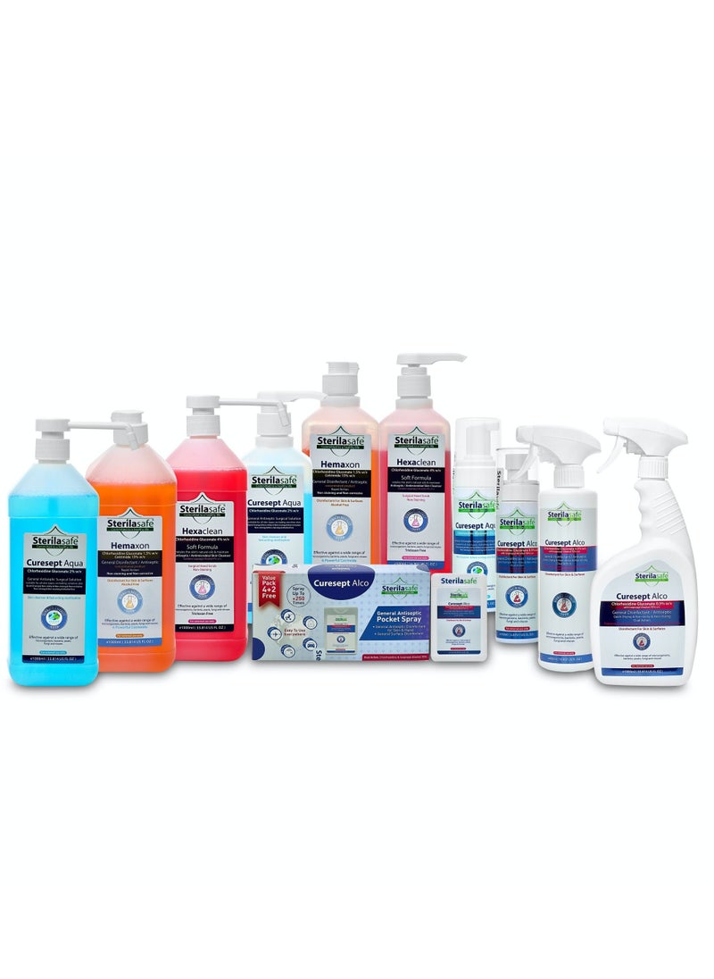 Sterilasafe - Sterilasafe CureSept Aqua, General Antiseptic, Chlorhexidine Gluconate 2%, Alc-free, 1000 ML - Image 1