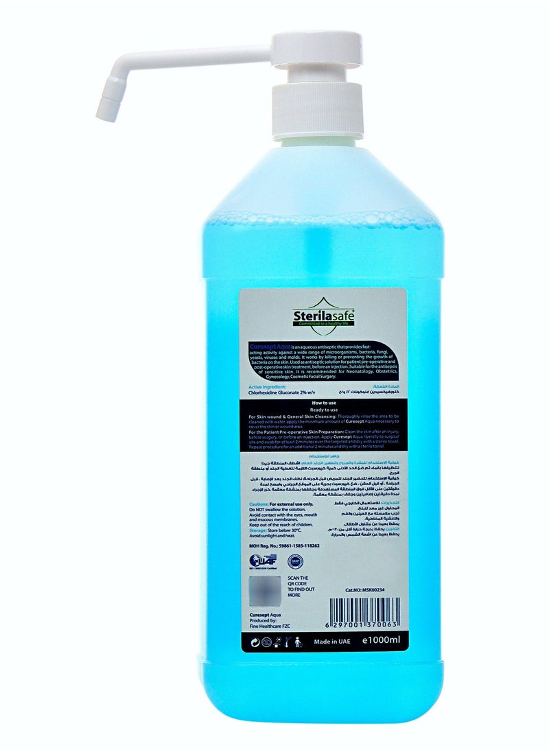 Sterilasafe - Sterilasafe CureSept Aqua, General Antiseptic, Chlorhexidine Gluconate 2%, Alc-free, 1000 ML - Image 1