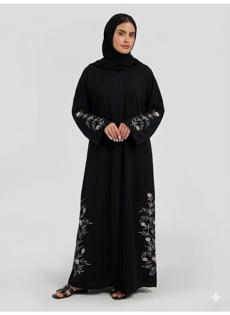 Reem Abayas Embroidered Abaya with Matching Sheila