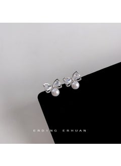Micro Pave Zircon Butterfly Knot Sterling Silver Studs 2241
