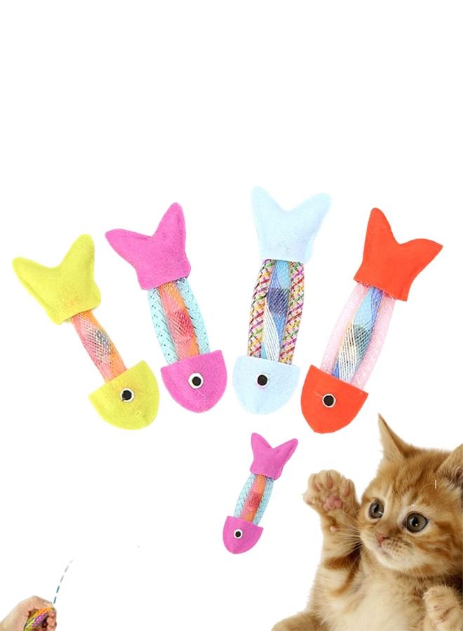 Altheqa 4 pcs Pet Products Fish Cat Toys Cat Chewing Toy Cloth Silvervine Fish Shape Kitten Chew Toy Cat Teething Toy Pet Accessories - Image 1