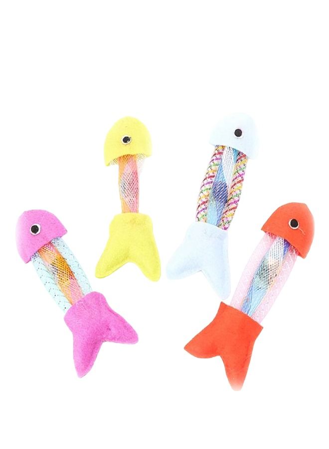 Altheqa 4 pcs Pet Products Fish Cat Toys Cat Chewing Toy Cloth Silvervine Fish Shape Kitten Chew Toy Cat Teething Toy Pet Accessories - Image 2
