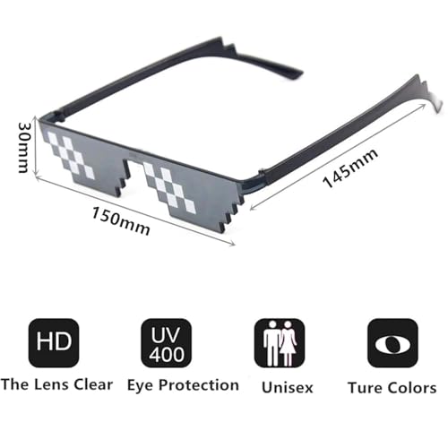 STORE 2508 Pack of 5 Black Colour Pixelated Thug Life Party glasses Gangster Gangsta Life Funny Novelty Shades, Photo Props Unisex Sunglasses Eyeglasses - Image 3
