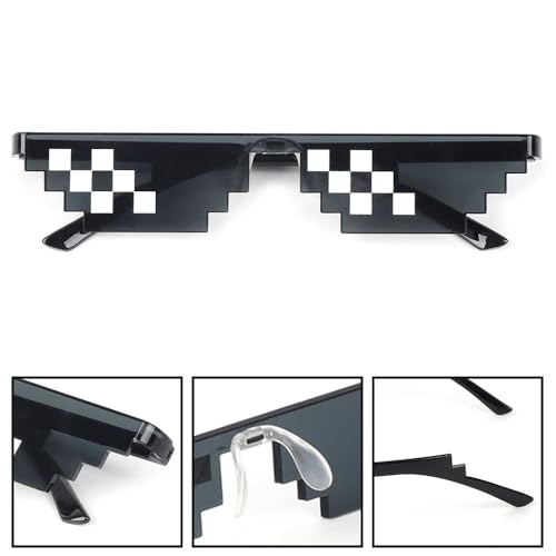 STORE 2508 Pack of 5 Black Colour Pixelated Thug Life Party glasses Gangster Gangsta Life Funny Novelty Shades, Photo Props Unisex Sunglasses Eyeglasses - Image 4