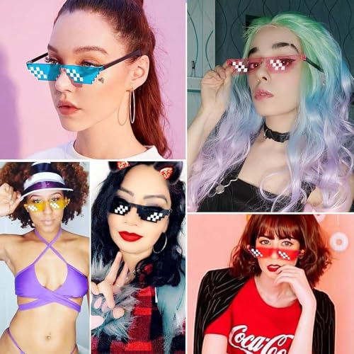 STORE 2508 Pack of 5 Black Colour Pixelated Thug Life Party glasses Gangster Gangsta Life Funny Novelty Shades, Photo Props Unisex Sunglasses Eyeglasses - Image 2