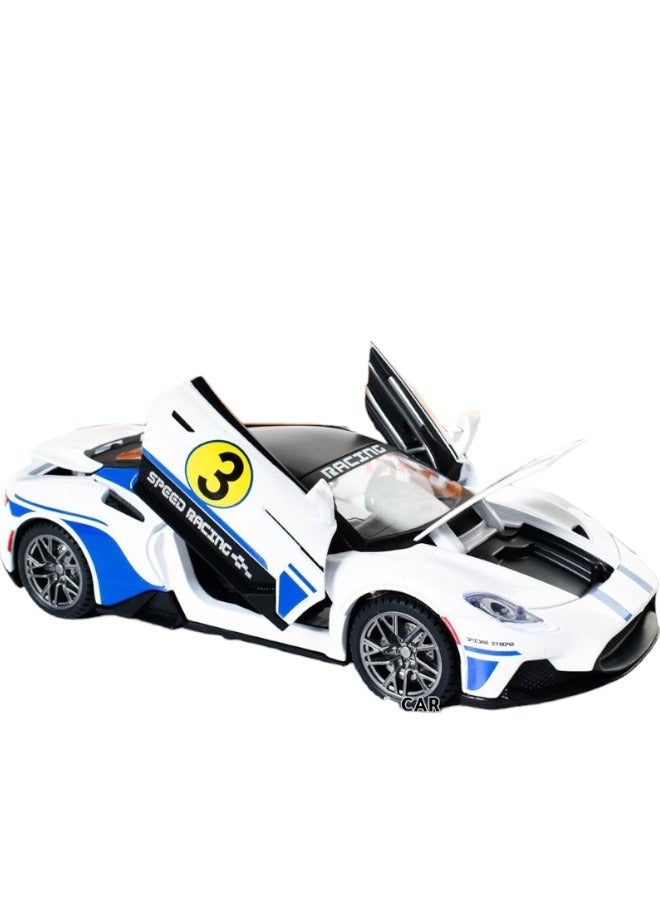 Toy Box Die-Cast Pull Back Metal Metal Sports Car with Openable Doors Light & Music For Kids 