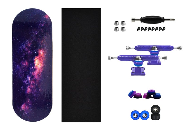 Teak Tuning Complete Fingerboard Waves Edition - Premium, Heat Transfer Graphic - Pro Shape & Size - Bearing Wheels, Pro Trucks, 61A Pro Duro Bushings - 34mm x 97mm Deck - Image 4