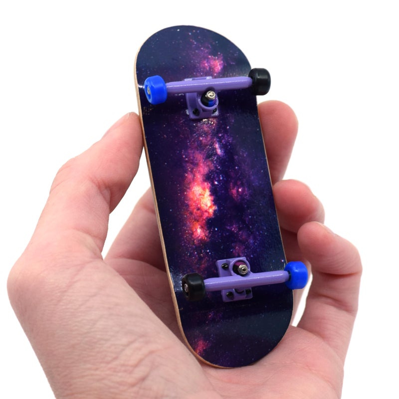 Teak Tuning Complete Fingerboard Waves Edition - Premium, Heat Transfer Graphic - Pro Shape & Size - Bearing Wheels, Pro Trucks, 61A Pro Duro Bushings - 34mm x 97mm Deck - Image 1