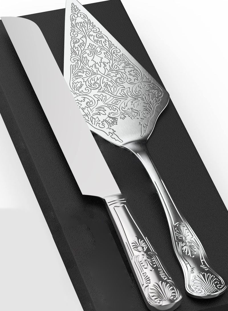 NajmStyle Luxury Wedding Cake Knife Beautifully Engraved Cutting Set 11.8-inch for Saudi Weddings & Anniversaries(Silver) - Image 1