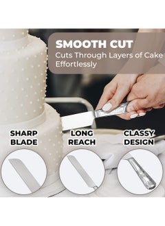 NajmStyle Luxury Wedding Cake Knife Beautifully Engraved Cutting Set 11.8-inch for Saudi Weddings & Anniversaries(Silver)  - Image 4