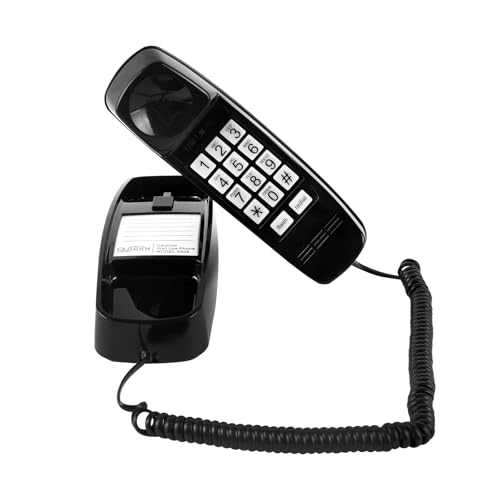 Sacumea Landline Phones for Home, No Ac Power Required, Simply Operated Retro Wall Princess Phone with 110DB Loud Ringer & Visual Ringer, Lighted Big Button Landline Telephones Designed for Seniors - Black - Image 1