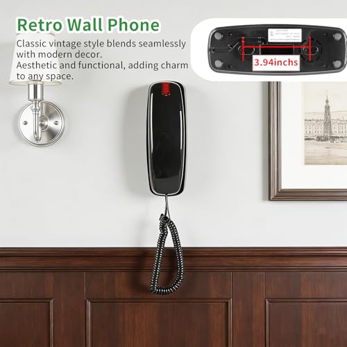 Sacumea Landline Phones for Home, No Ac Power Required, Simply Operated Retro Wall Princess Phone with 110DB Loud Ringer & Visual Ringer, Lighted Big Button Landline Telephones Designed for Seniors - Black - Image 3