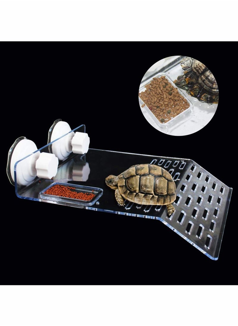 Y&D - Turtle Tank Platform, Basking Platform Aquarium Animal Transparent Sink Wharf for small pet sun bathing resting, Reptile Habitat, Climbing shelf Floating Decor with Sucker Cap - Image 1