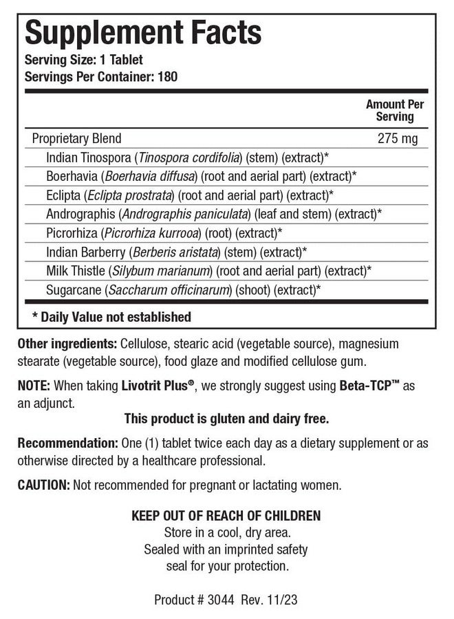 Biotics Research Biotics Research Livotrit Plus Liver Cleanse and Detox Support Supplement Natural Non GMO Herbal Blend with Milk Thistle 180 Tablets - Image 1