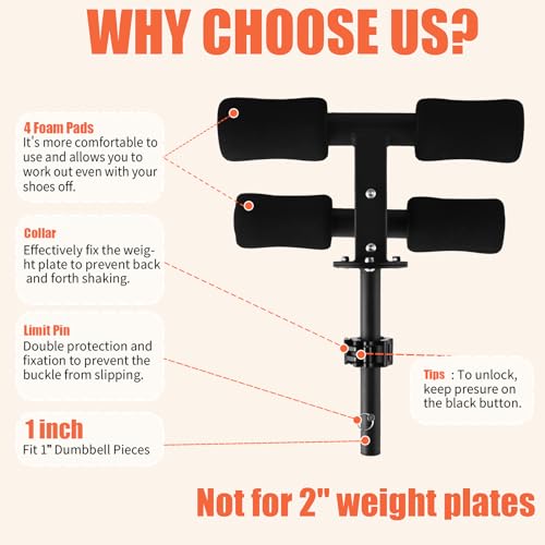 Fitarc Tib Bar, Tibialis Trainer, Tibia Dorsi Calf Raise Machine, Knees Over Toes Equipment for Strengthening Calves/Shins/Ankles, Black, Fits 1" Olympic Weight Plates - Image 2