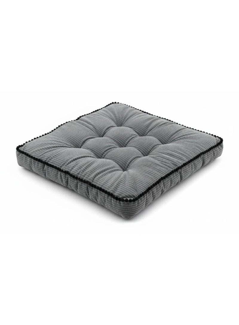 أي كي دي سي وسادة مربعة من المخمل الفاخر من ماكسيم هوم بحافة سوداء بارزة - وسادة رمادية عصرية، 40×40×7 سم - Image 1