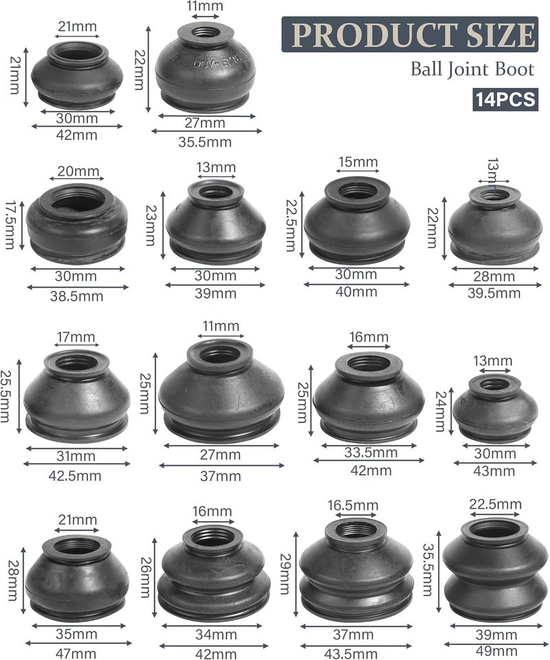 VARGTR Tie Rod Boot Set - 14 Pcs Rubber Dust Covers - Image 2