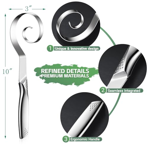 GLNWUE Seamless Danish Dough Whisk Stainless Steel Bread Sourdough Whisks for Cooking, Whisking, Pizza, Pastry, Cake Batter, Biscuits,Dishwasher Safe Dutch Whisk 10" - Image 2