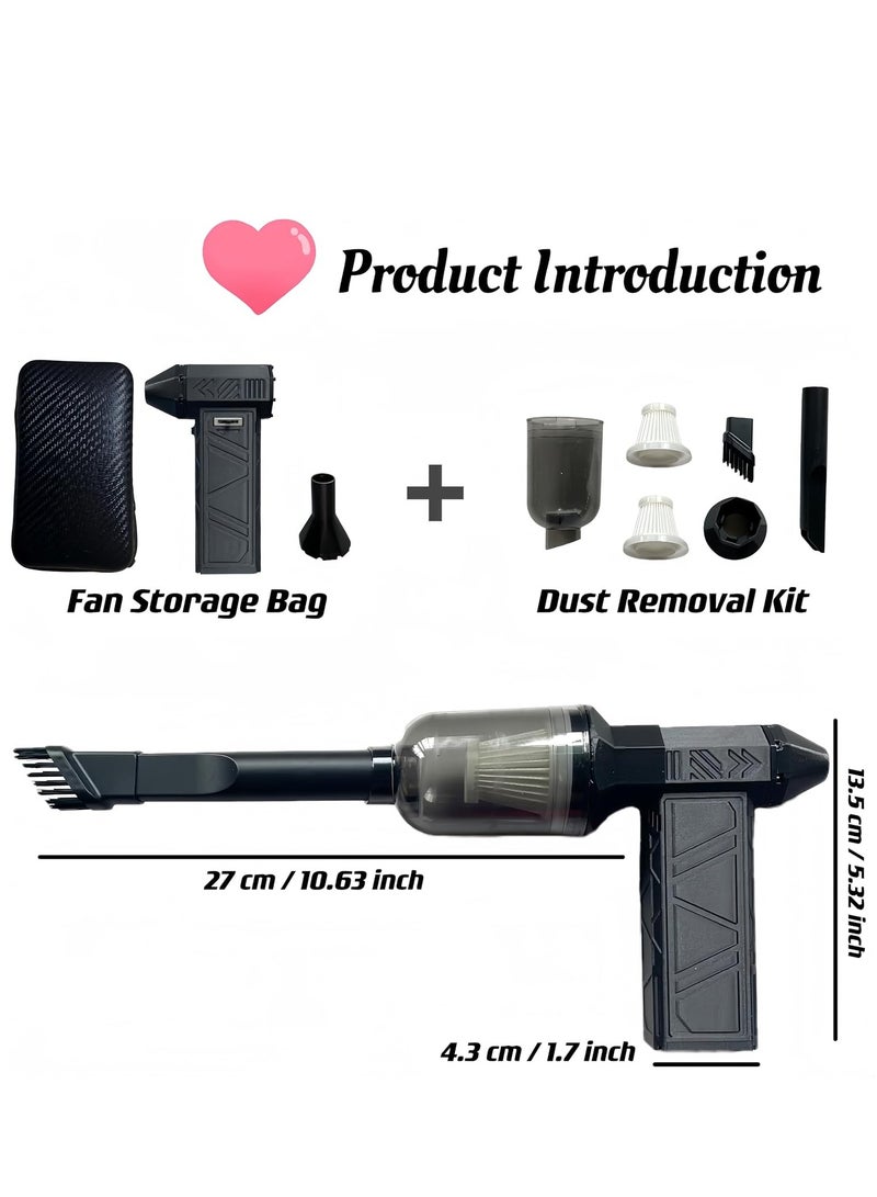 Generic NT Jet Dry Mini Blower 130,000 RPM Handheld Brushless Jet Blower Dust Fan Adjustable Wind Speed Type-C for Lighting Car Keyboard Lens Dusting (Black)  - Image 2